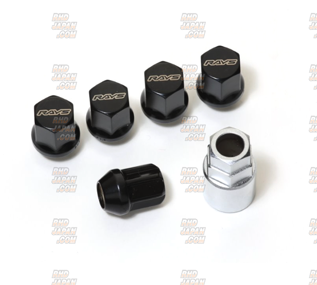 Rays 17HEX L31 Nut & Lock Set 4H - M12x P1.5 Black